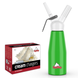 Ezywhip Cream Whipper 0.5L Green and 10 Pack x 12 (120 Bulbs) Ezywhip Cream Whipper 0.5L Green and 10 Pack x 12 (120 Bulbs)