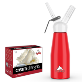 Ezywhip Cream Whipper 0.5L Red and 10 Pack x 12 (120 Bulbs) Ezywhip Cream Whipper 0.5L Red and 10 Pack x 12 (120 Bulbs)