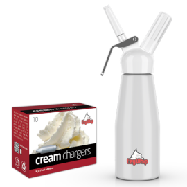 Ezywhip Cream Whipper 0.5L White and 10 Pack x 12 (120 Bulbs) Ezywhip Cream Whipper 0.5L White and 10 Pack x 12 (120 Bulbs)