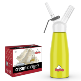 Ezywhip Cream Whipper 0.5L Yellow and 10 Pack x 12 (120 Bulbs) Ezywhip Cream Whipper 0.5L Yellow and 10 Pack x 12 (120 Bulbs)